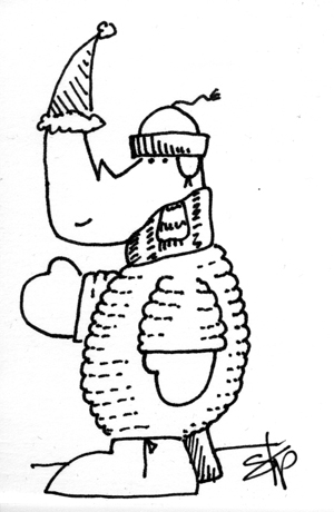 A rhino in Winter